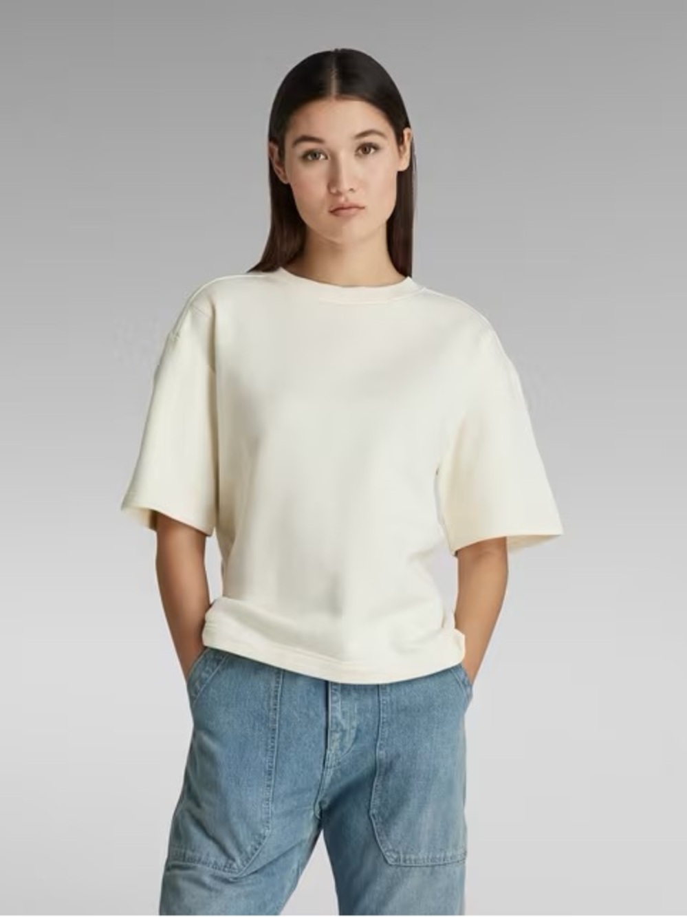 G-Star RAW Adjustable Back GR Short Sleeve French Terry Sweater White XS